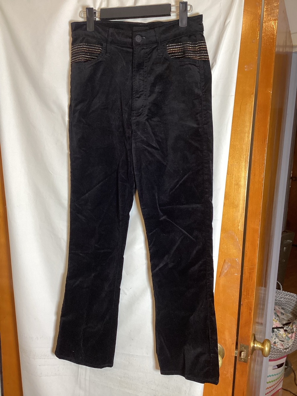 MOTHER.”The Smooth Hustler” velvet pants with contrast stitches Sz 27